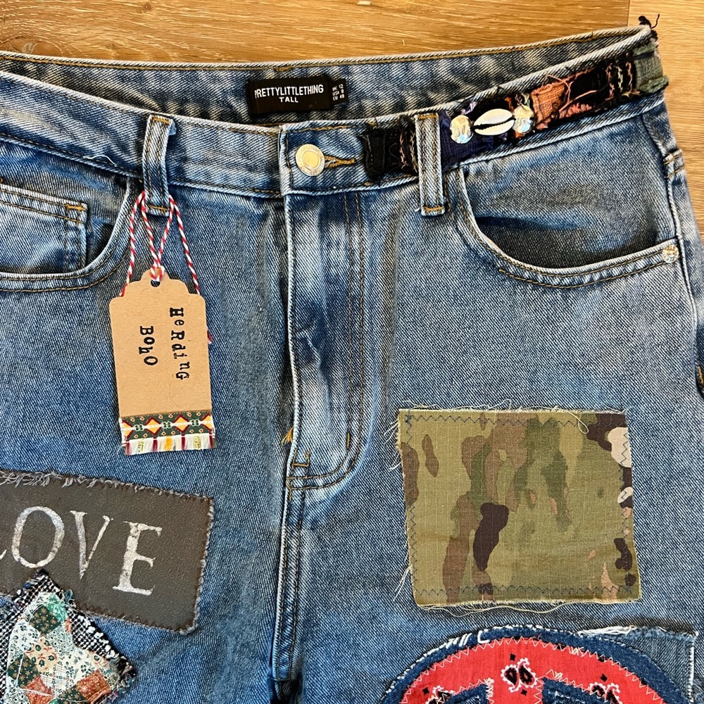 Upcycled Embellished Bohemian Patchwork Flare Jeans - Picture 2 of 10